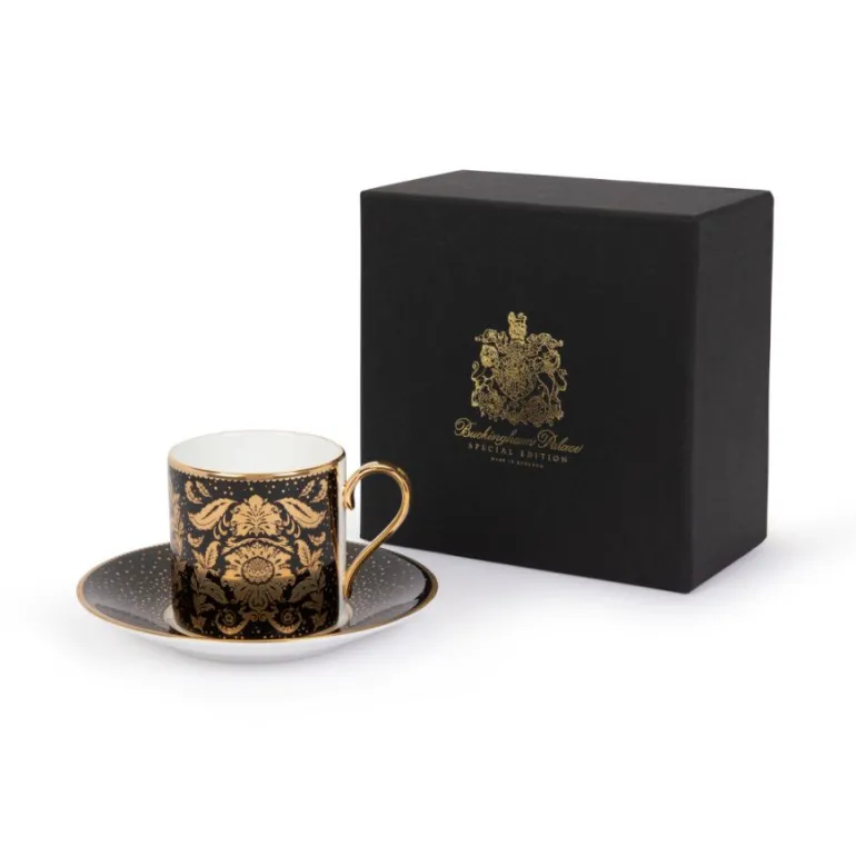 Acanthus Black Coffee Cup And Saucer