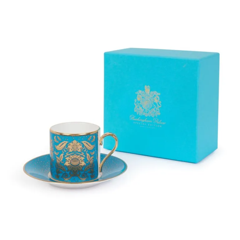 Acanthus Turquoise Coffee Cup And Saucer