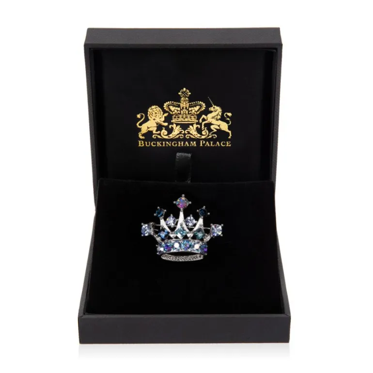 Blue And Silver Crown Brooch