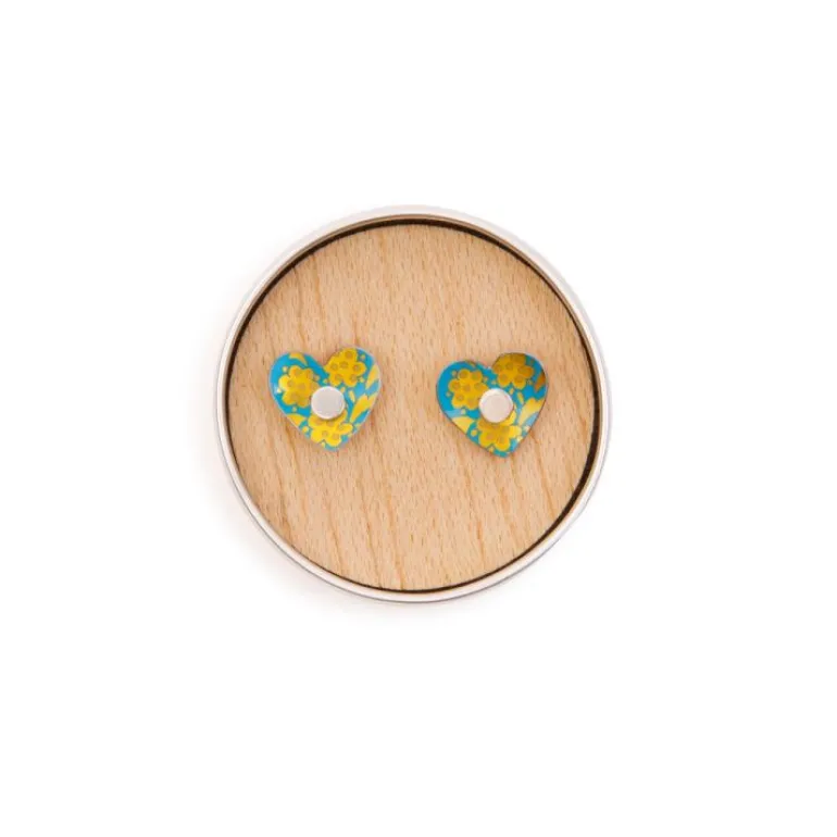 Coat Of Arms Tin Heart Stud Earrings