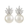 Crown And Pearl Stud Earrings