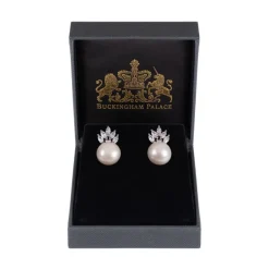 Crown And Pearl Stud Earrings