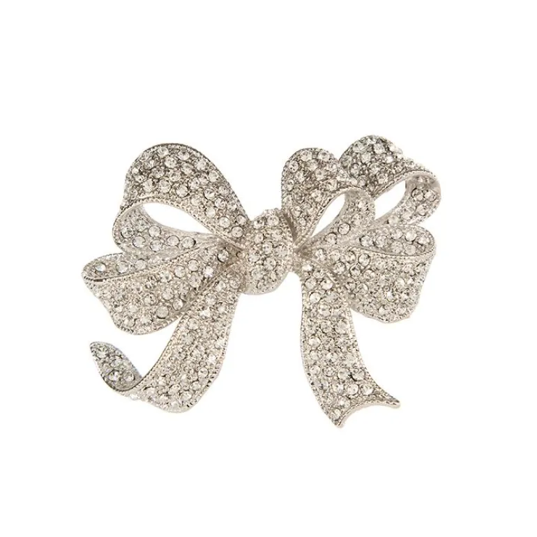 Crystal Bow Brooch