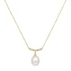Gold Crescent Pearl Drop Necklace