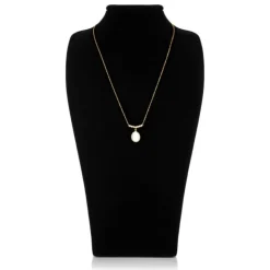 Gold Crescent Pearl Drop Necklace