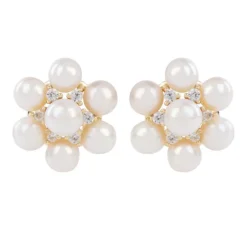 Holbein Pearl Flower Stud Earrings