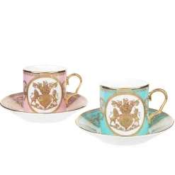 Special Edition Lustre Pink And Green Coffee Cup And Saucer