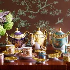 Special Edition Lustre Turquoise And Yellow Coffee Cup And Saucer