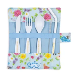 The Summertime Blue Bamboo Cutlery Wrap