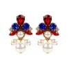 Vicki Sarge Red, White And Blue Pearl Drop Earrings
