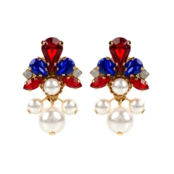 Vicki Sarge Red, White And Blue Pearl Drop Earrings
