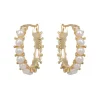 White Pearl Hoop Earrings