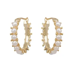 White Pearl Hoop Earrings